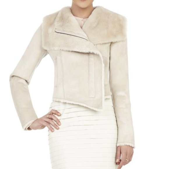 BCBG Maxazria "Clint" Cropped Faux Fur Evening Jacket - Picture 2 of 10